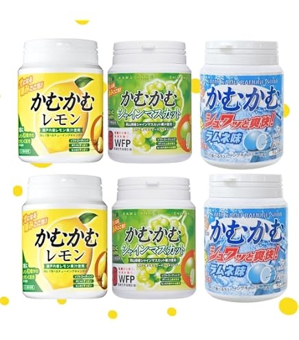 Amazon | かむ かむ レモン シャインマスカット ラムネ 3種セット 各1